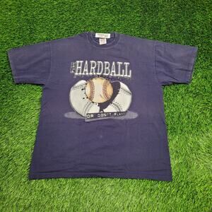 Vintage Funny Hardball Baseball Shirt L/XL 22x27 Crop Y2K
